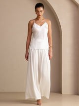 [Vit] SilkSilky-SE Spaghetti Strap V Neck Cami Toppar 005