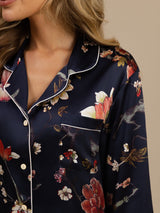 [Marin Blommor] SilkSilky-SE Long Sleeve Lapel Collar Dam Pyjama 006