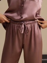 [Blek Mauve] SilkSilky-SE Long Sleeve Lapel Collar Dam Pyjama 006