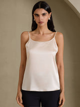[Beige] SilkSilky-SE Spaghetti Strap Cami Toppar 001
