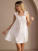[Vit] SilkSilky-SE Sleeveless Square Neck Nattlinne 001