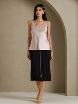 [Skugggrå] SilkSilky-SE Sleeveless V Neck Cami Toppar 006