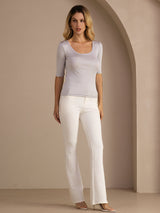 [Ljusgrå] SilkSilky-SE Half Sleeve Dam T-Shirt 005