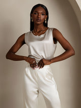[Ljusgrå] SilkSilky-SE Sleeveless Round Neck Cami Toppar 004