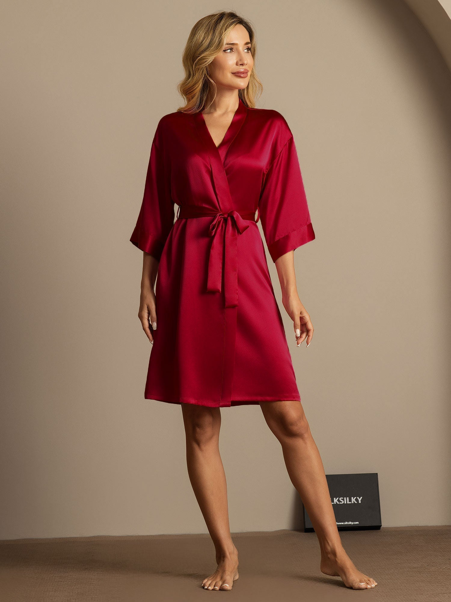 [Vin] SilkSilky-SE Rent Silke Hårärm Womens Robe 006