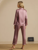 [Blek Mauve] SilkSilky-SE Long Sleeve Lapel Collar Dam Pyjama 002