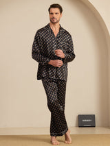 [Svart Kedja] SilkSilky-SE Long Sleeve Lapel Collar Herr Pyjama 004