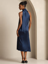 [Mörkblå] SilkSilky-SE Sleeveless Halter Klänning 002