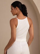 [Vit] SilkSilky-SE Sleeveless Crew Neck Cami Toppar 002