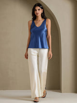 [Äkta Petrol] SilkSilky-SE Sleeveless V Neck Cami Toppar 006