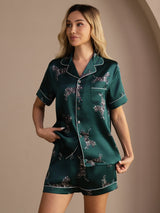 [Smaragd Zebra] SilkSilky-SE Short Sleeve Lapel Collar Dam Pyjama 003