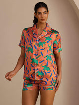 [Lerelefant] SilkSilky-SE Short Sleeve Lapel Collar Dam Pyjama 001
