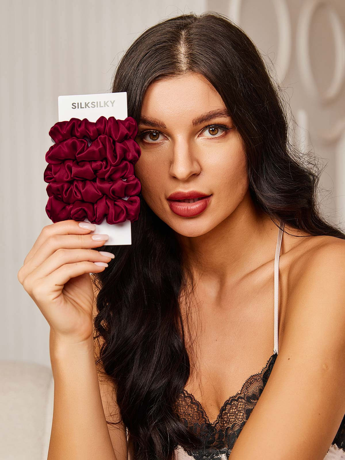 [Fuchsia] SilkSilky-SE 19Momme Rent Silke Scrunchie 002