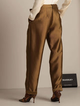 [Brons] SilkSilky-SE 32Momme Silk-Wool Blend Womens Pants 002