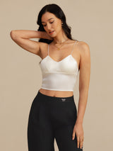 [Vit] SilkSilky-SE Spaghetti Strap V Neck Cami Toppar 006