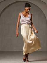 [Skugggrå] SilkSilky-SE Sleeveless V Neck Cami Toppar 005
