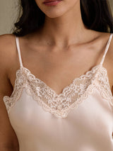 [Rosa] SilkSilky-SE Spaghetti Strap V Neck Nattlinne 004