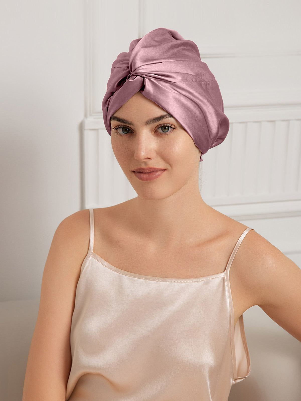 [Blek Mauve] SilkSilky-SE 22Momme Rent Silke Sleep Cap 001