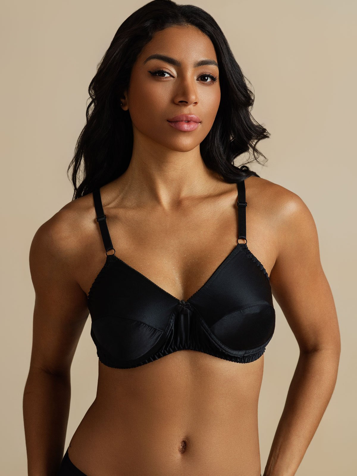 [Svart] SilkSilky-SE Rent Silke Bra 003,