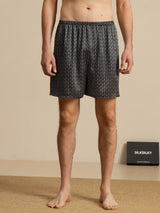 [Svart Ginkgo] SilkSilky-SE Men's Sleep Shorts 003