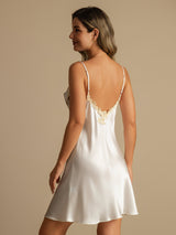 [Vit] SilkSilky-SE Spaghetti Strap V Neck Nattlinne 002