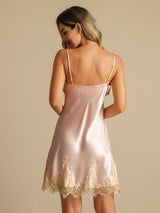 [Rosa] SilkSilky-SE Spaghetti Strap V Neck Nattlinne 002