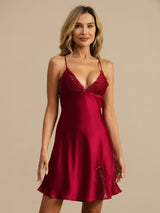 [Vin] SilkSilky-SE Spaghetti Strap Deep V Neck Nattlinne 004