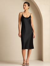 [Svart] SilkSilky-SE Spaghetti Strap Dress 001