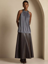 [Mörkgrå] SilkSilky-SE Sleeveless Halter Dam T-Shirt 003