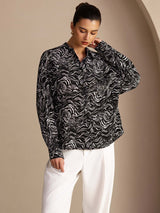 [Svart Våg] SilkSilky-SE Long Sleeve Lapel Collar Damskjorta 003