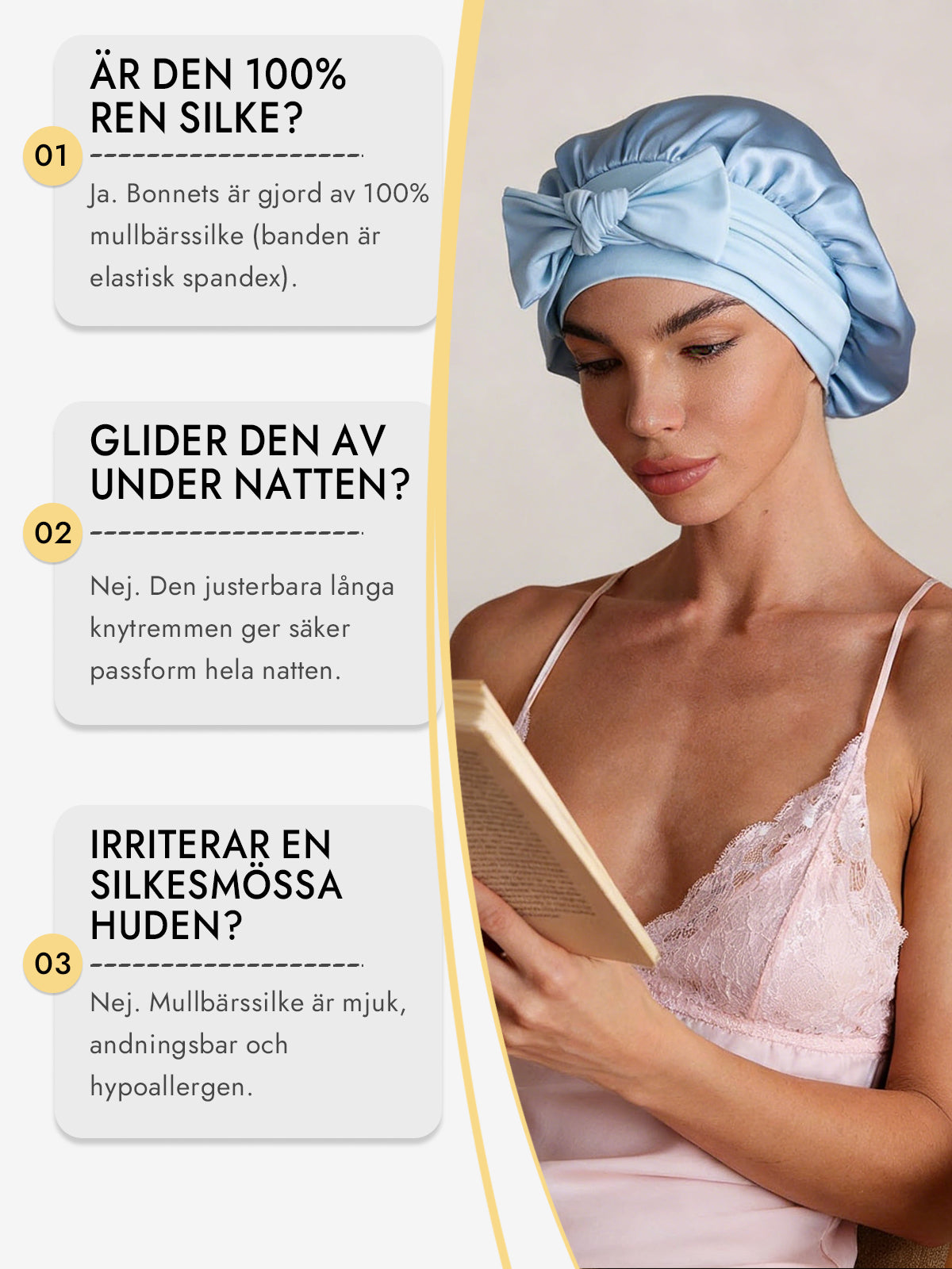 [Himmelsblå] SilkSilky-SE Rent Silke Sleep Cap 006