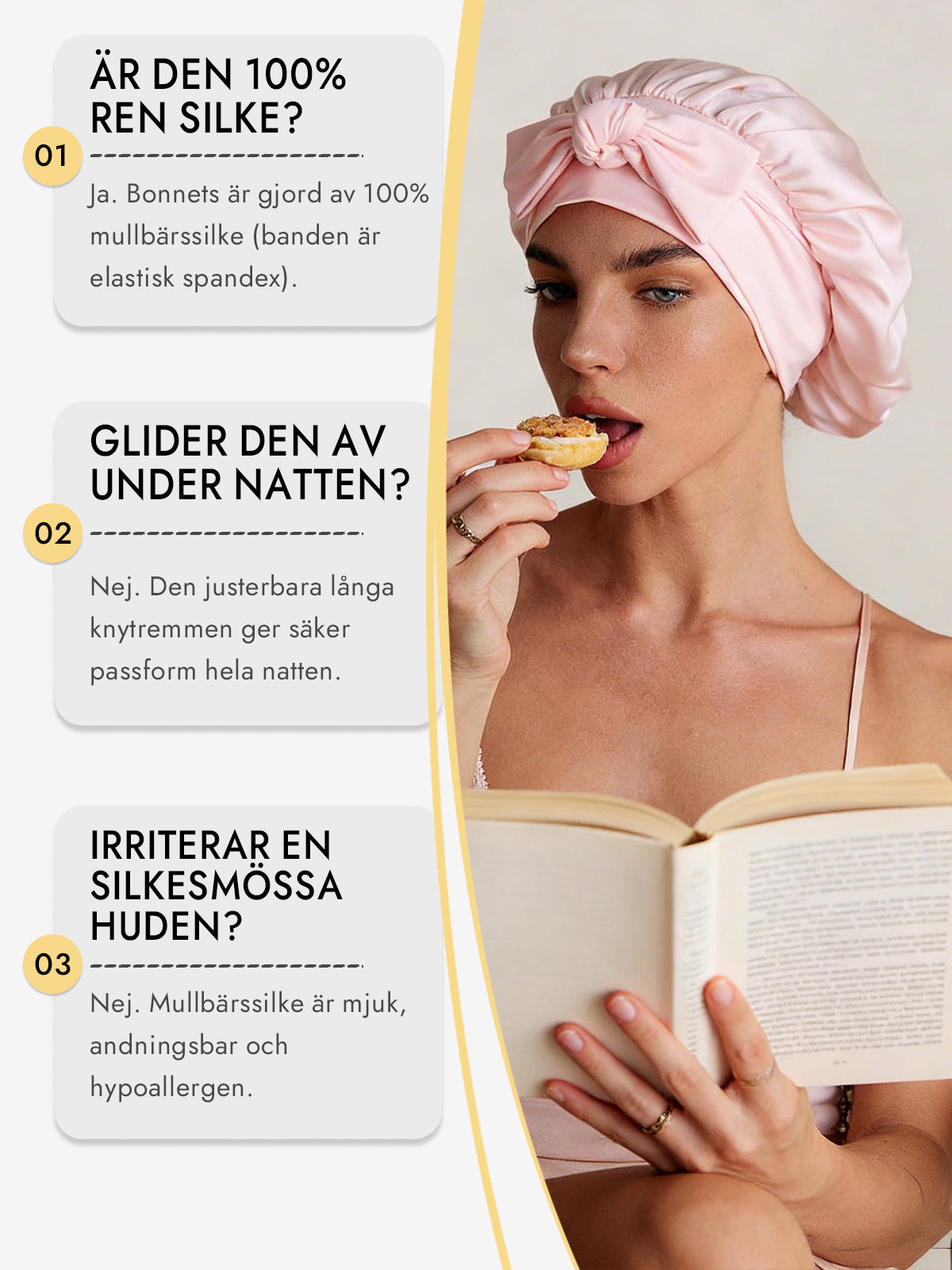 [Ljusrosa] SilkSilky-SE Rent Silke Sleep Cap 006