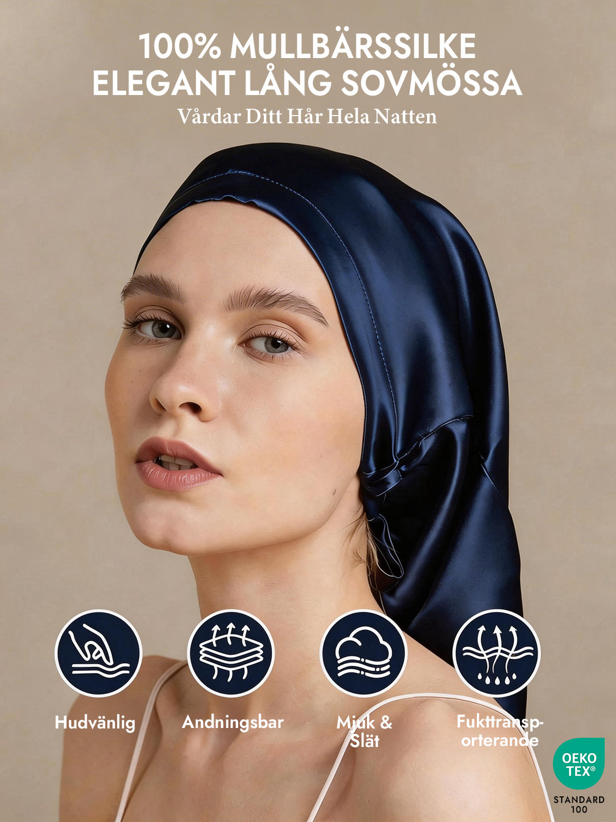 [Mörkblå] SilkSilky-SE Nattmössa 002