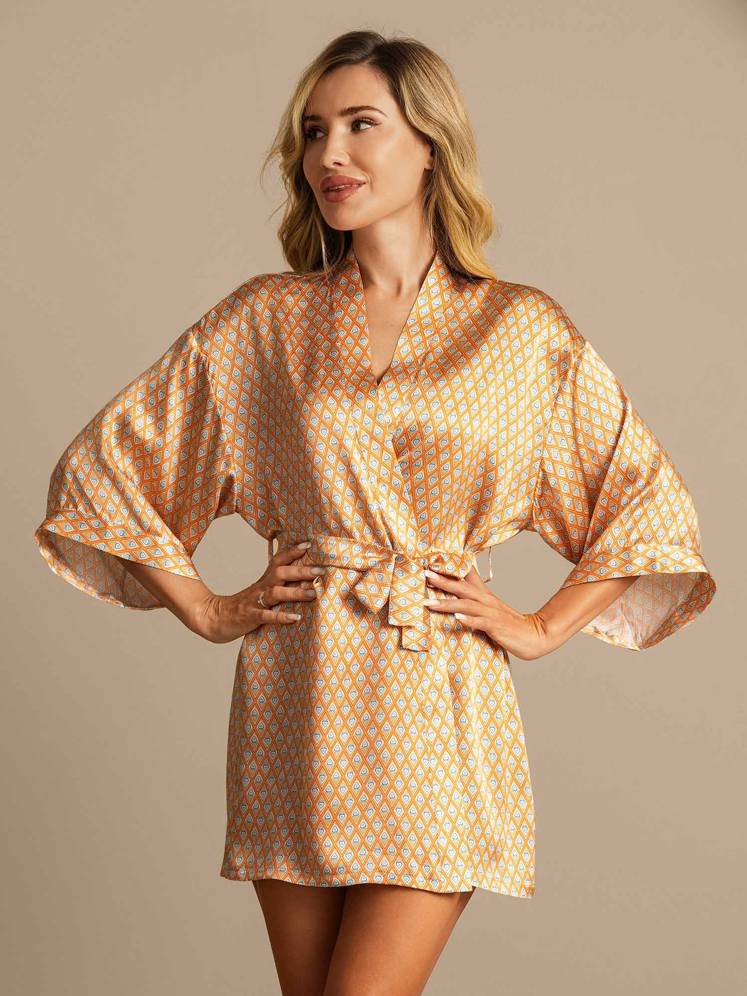 [Floral] SilkSilky-SE Rent Silke Womens Robe 001,