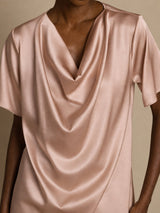 [Toscana] SilkSilky-SE Short Sleeve Cowl Neck Damblusar 003