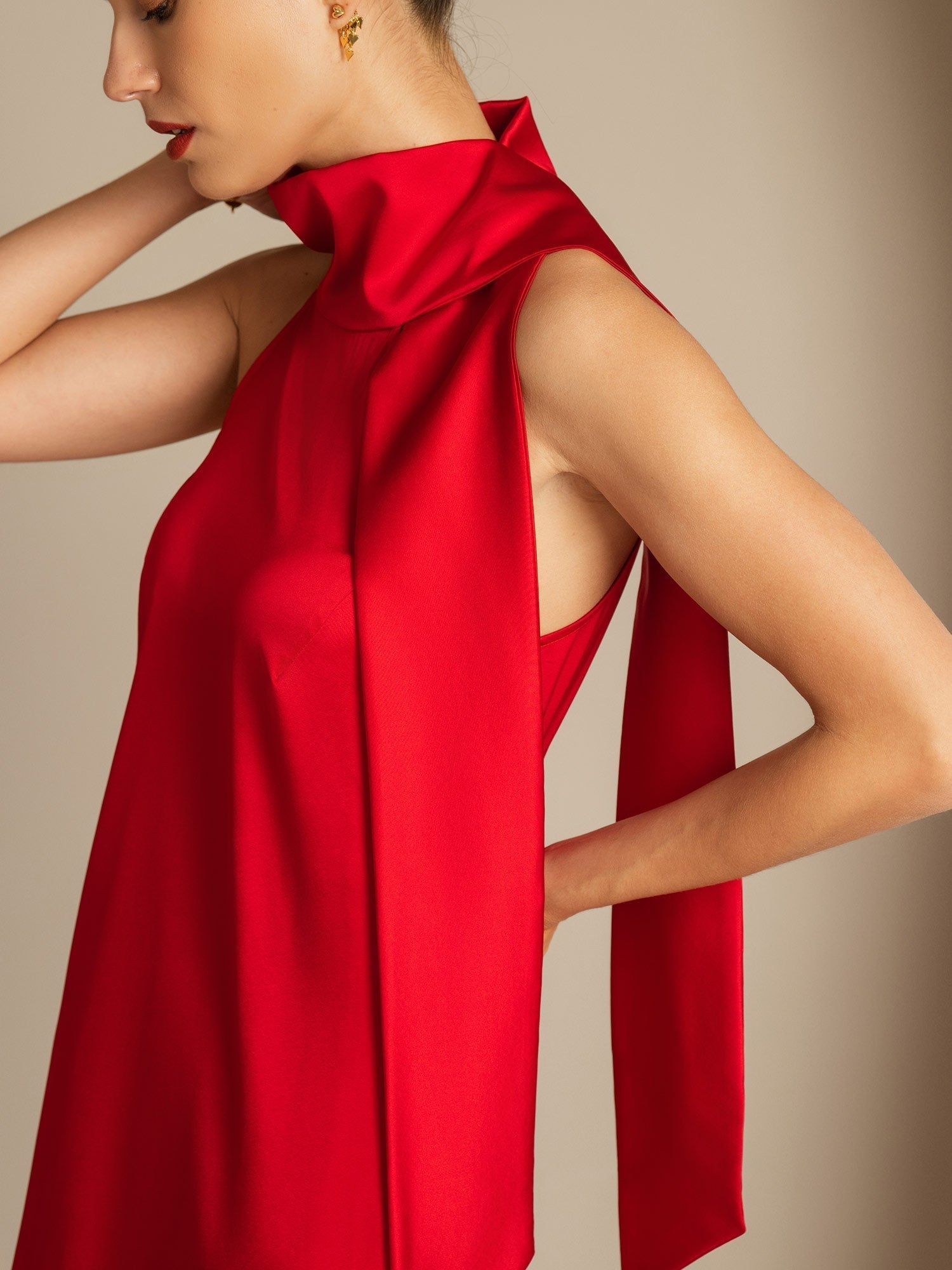 [Röd] SilkSilky-SE 19Momme Silke Dress 005,