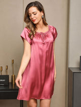 [Blek Mauve] SilkSilky-SE Cap Sleeve Square Neck Nattlinne 004