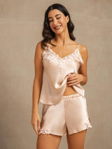 [Rosa] SilkSilky-SE Spaghetti Strap V Neck Camisole Set 003