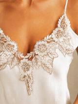 [Vit] SilkSilky-SE Spaghetti Strap V Neck Nattlinne 004