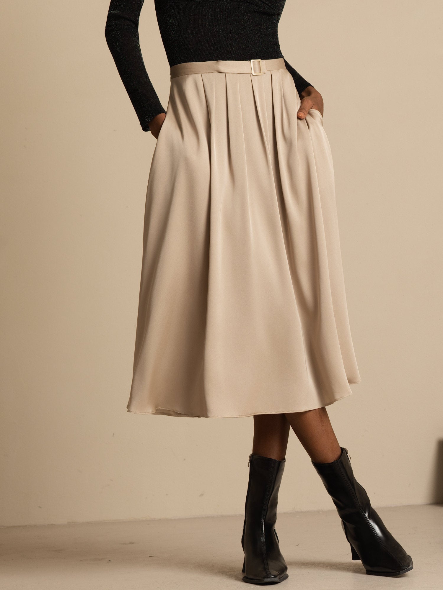 [Tan] SilkSilky-SE 19Momme Silke Skirt 001