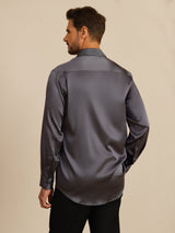 [Mörkgrå] SilkSilky-SE Long Sleeve Lapel Collar Herrskjorta 002