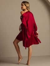 [Vin] SilkSilky-SE 3/4 Sleeve V Neck Dam Nattlinne&Morgonrock Set 002