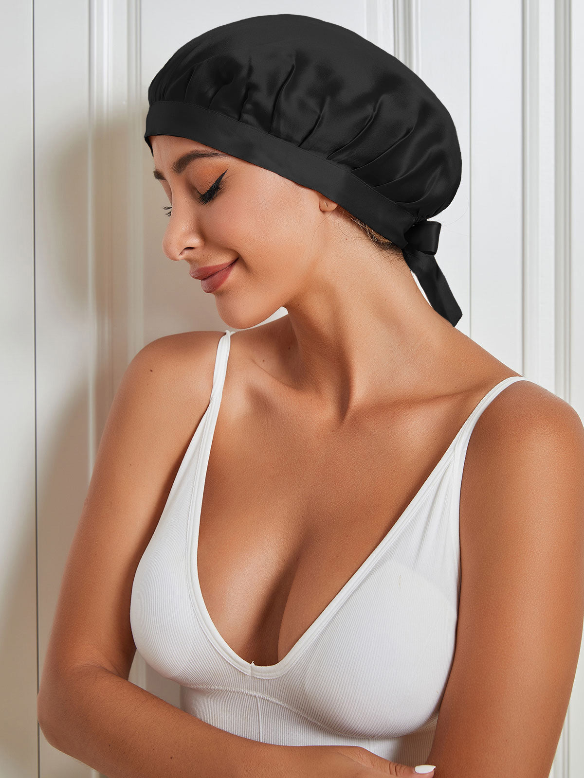 SilkSilky-SE Rent Silke Sleep Cap Svart 001