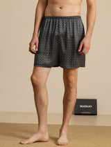 [Svart Ginkgo] SilkSilky-SE Men's Sleep Shorts 001