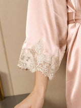 [Rosa] SilkSilky-SE 3/4 Sleeve V Neck Dam Nattlinne&Morgonrock Set 010