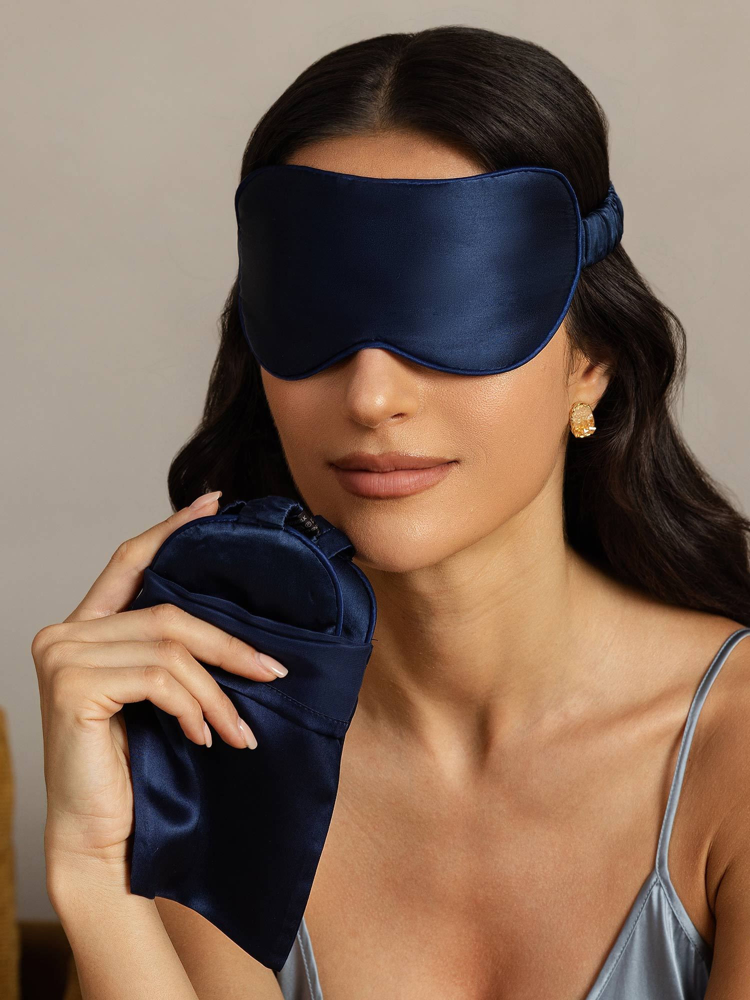 [Mörkblå] SilkSilky-SE Rent Silke Eye Mask 001