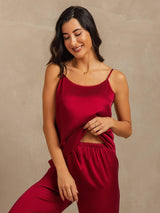 [Vin] SilkSilky-SE 19Momme Spaghetti Rem Djup Rund Halsringning Camisole Set 007