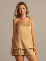[Tan] SilkSilky-SE 19Momme Silke Spaghetti Rem Camisole Set 003