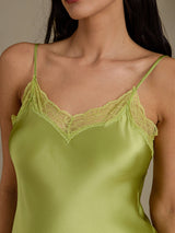 [Mintgrön] SilkSilky-SE Spaghetti Strap Sweetheart Neck Nattlinne 004