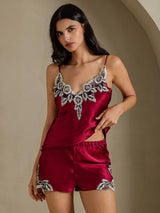 [Vin] SilkSilky-SE Spaghetti Strap V Neck Camisole Set 005